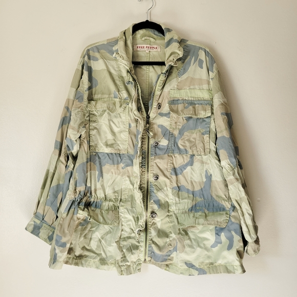 Free People Green Lead The Way Camouflage Field Jacket - Picture 2 of 9